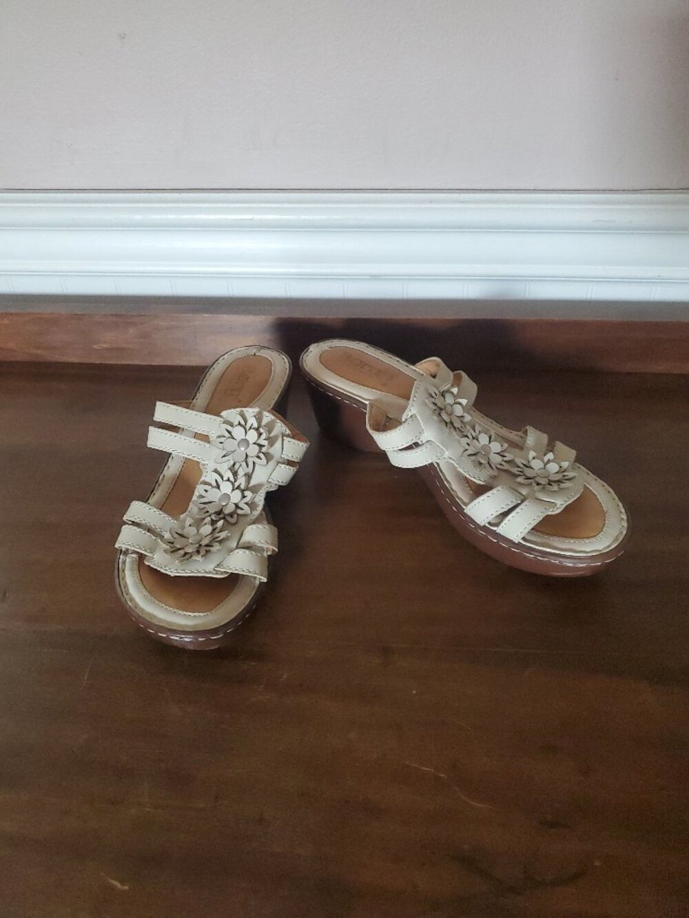 White/Cream Floral Motif Platforms